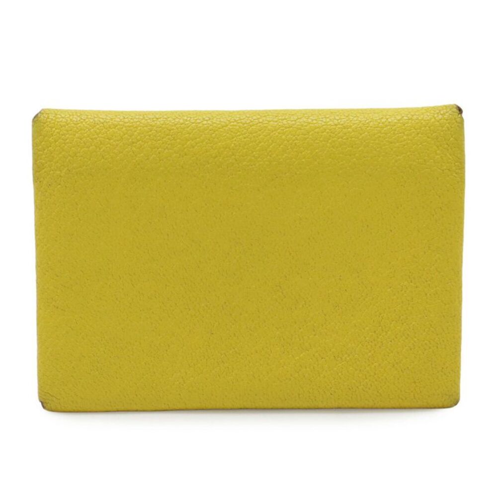 Hermes Calvi Duo Coin Card Case Yellow